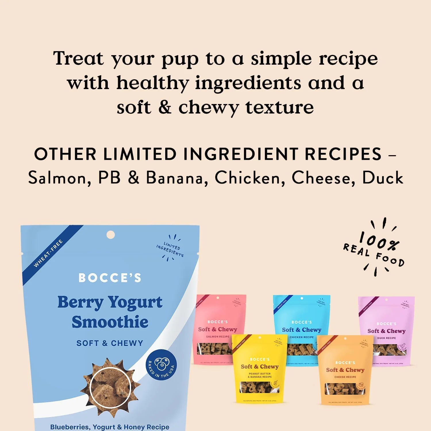 Bocce's Bakery Berry Smoothie Wellness Treats for Dogs, Wheat-Free Everyday Dog Treats, Made with Real Ingredients, Baked in The USA, All-Natural Soft & Chewy Cookies, 6 oz - Image 4
