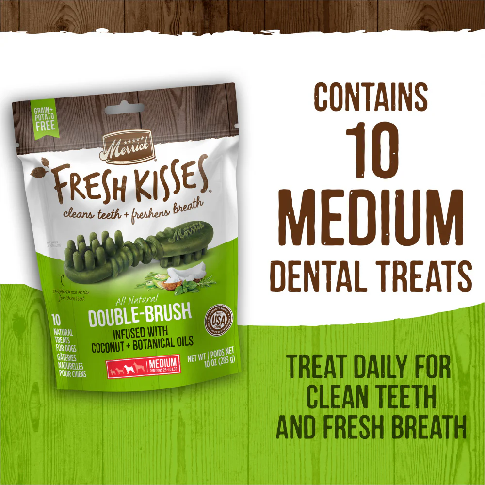 Merrick Fresh Kisses Grain Free Coconut Oil and Botanicals Medium Dental Dog Treats - Image 4
