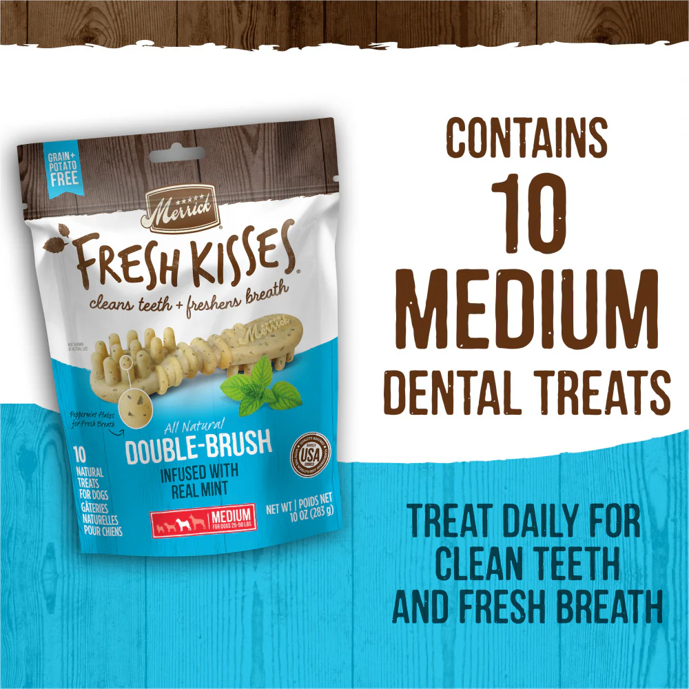 Merrick Fresh Kisses Grain Free Mint Breath Strips Medium Dental Dog Treats - Image 6