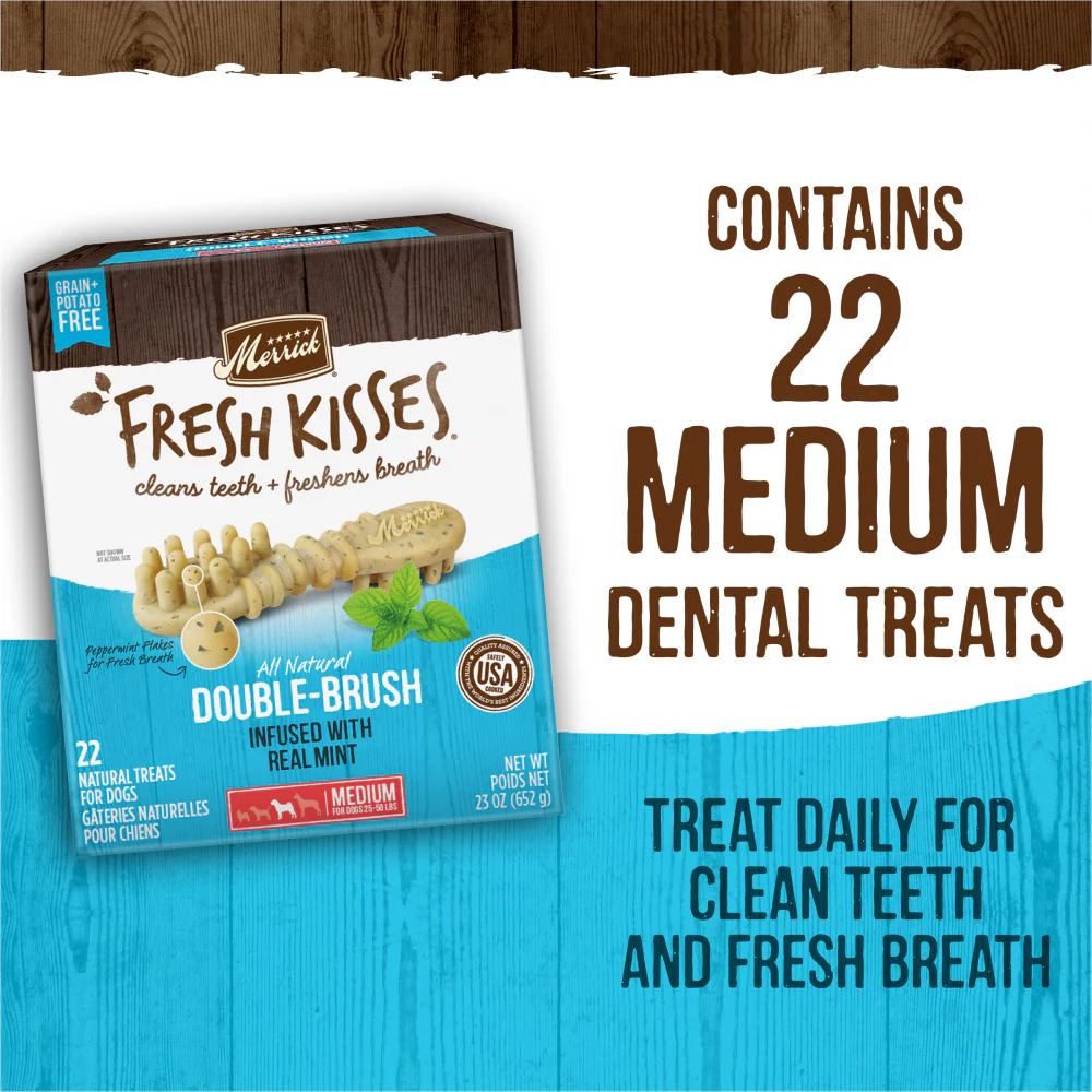 Merrick Fresh Kisses Grain Free Mint Breath Strips Medium Dental Dog Treats - Image 8