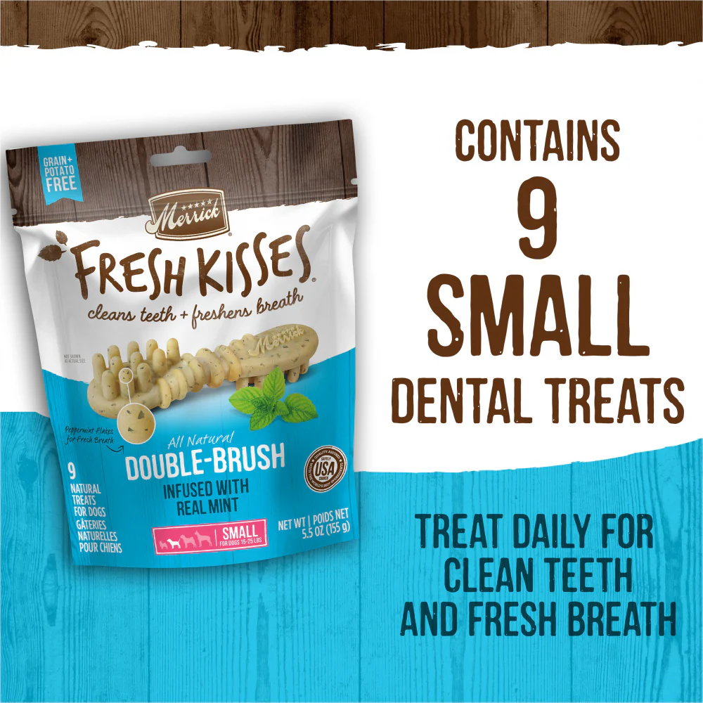 Merrick Fresh Kisses Grain Free Mint Breath Strips Small Dental Dog Treats - Image 7