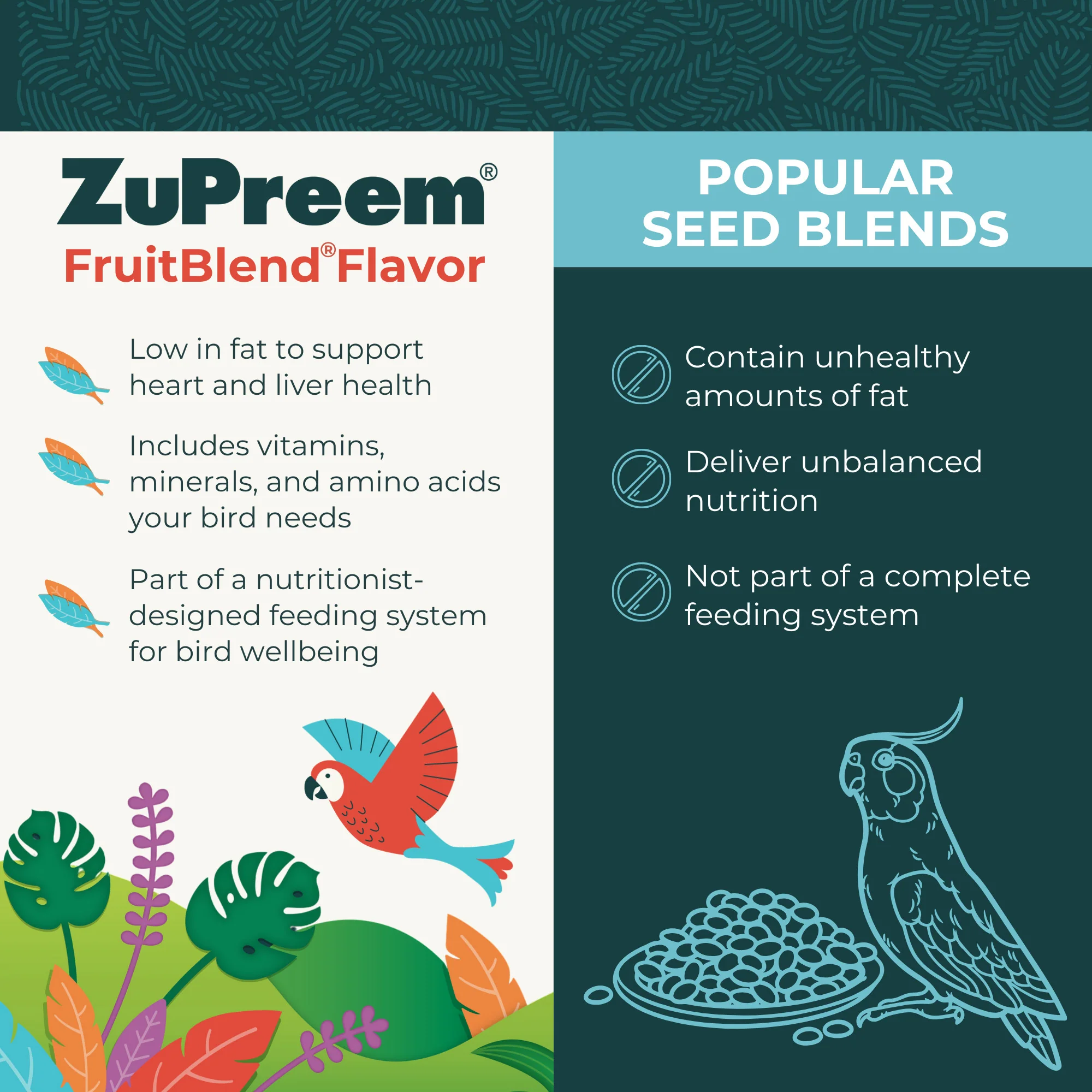 Zupreem FruitBlend Flavor with Natural Fruit Flavors Small Bird Food 2lb- Parakeets, Budgies, Parrotlets - Image 4