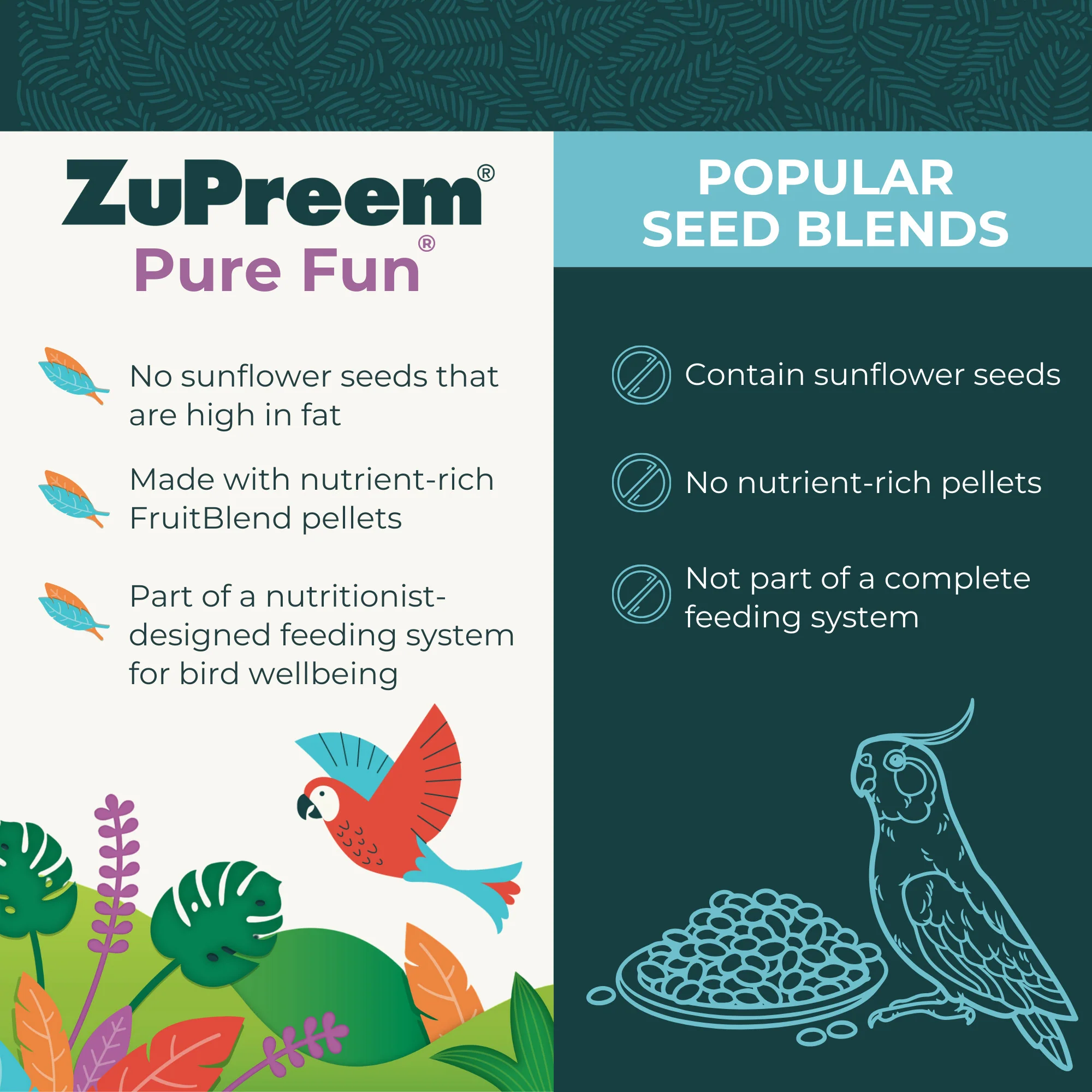 Zupreem Pure Fun Medium Bird Food 2lb- Love Birds, Quakers, Small Conures, Cockatiels - Image 3