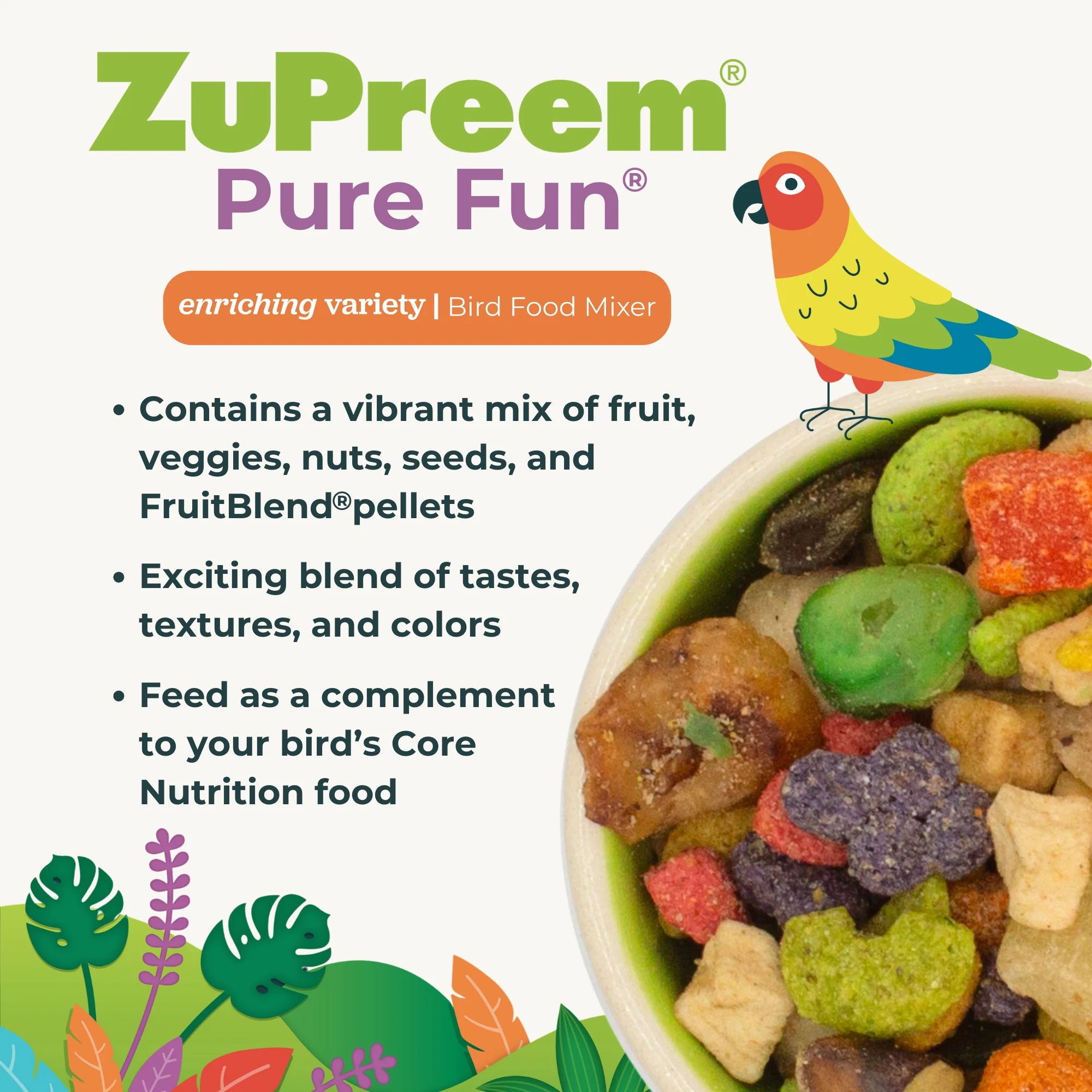 Zupreem Pure Fun Parrot & Conure Bird Food 2lb - Image 4